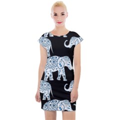 Elephant-pattern-background Cap Sleeve Bodycon Dress by Sobalvarro