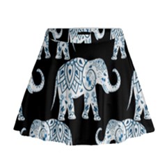 Elephant-pattern-background Mini Flare Skirt by Sobalvarro