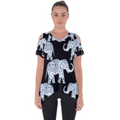 Elephant-pattern-background Cut Out Side Drop Tee by Sobalvarro