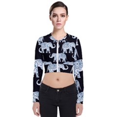 Elephant-pattern-background Long Sleeve Zip Up Bomber Jacket by Sobalvarro