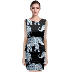 Elephant-pattern-background Sleeveless Velvet Midi Dress by Sobalvarro