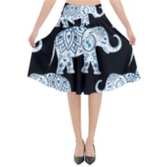 Elephant-pattern-background Flared Midi Skirt by Sobalvarro