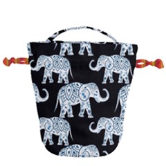 Elephant-pattern-background Drawstring Bucket Bag by Sobalvarro