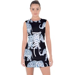 Elephant-pattern-background Lace Up Front Bodycon Dress by Sobalvarro