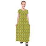 Lemon And Yellow Kids  Short Sleeve Maxi Dress