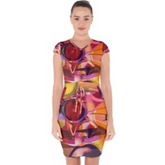 Fractured Colours Capsleeve Drawstring Dress  by helendesigns