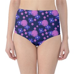 Pink And Blue Flowers Classic High-waist Bikini Bottoms by bloomingvinedesign