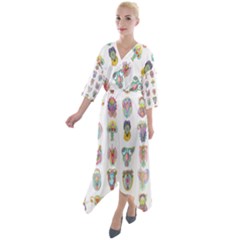 Female Reproductive System  Quarter Sleeve Wrap Front Maxi Dress by ArtByAng