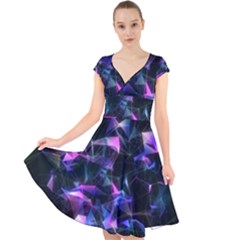 Abstract Atom Background Cap Sleeve Front Wrap Midi Dress
