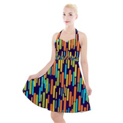 Illustration Abstract Line Halter Party Swing Dress 