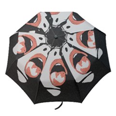 Wide Open And Ready - Kinky Girl Face In The Dark Folding Umbrellas by Casemiro