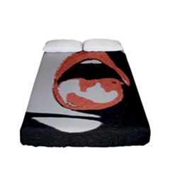 Wide Open And Ready - Kinky Girl Face In The Dark Fitted Sheet (full/ Double Size) by Casemiro