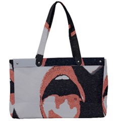 Wide Open And Ready - Kinky Girl Face In The Dark Canvas Work Bag by Casemiro
