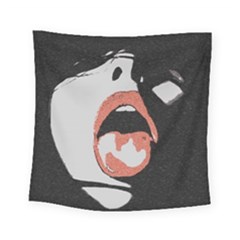 Wide Open And Ready - Kinky Girl Face In The Dark Square Tapestry (small) by Casemiro