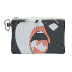 Wide Open And Ready - Kinky Girl Face In The Dark Canvas Cosmetic Bag (large) by Casemiro