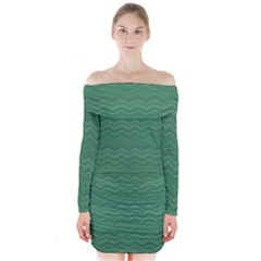 Digital Waves Long Sleeve Off Shoulder Dress by Sparkle