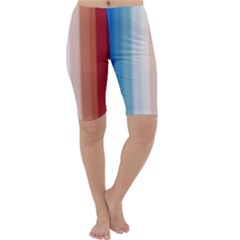 Blue,white Red Cropped Leggings  by Sparkle