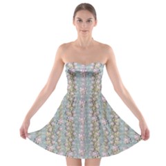 Summer Florals In The Sea Pond Decorative Strapless Bra Top Dress by pepitasart