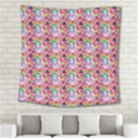 Blue Haired Girl Pattern Pink Square Tapestry (Large) View2