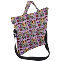 Purple Glasses Girl Pattern Lilac Fold Over Handle Tote Bag by snowwhitegirl