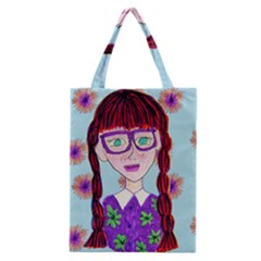 Purple Glasses Girl Wall Classic Tote Bag by snowwhitegirl