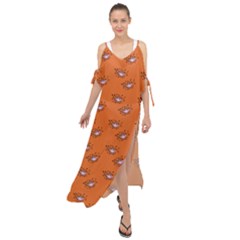 Zodiac Bat Pink Orange Maxi Chiffon Cover Up Dress by snowwhitegirl