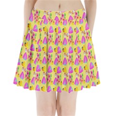 Girl With Hood Cape Heart Lemon Pattern Yellow Pleated Mini Skirt by snowwhitegirl