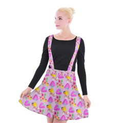 Girl With Hood Cape Heart Lemon Pattern Lilac Suspender Skater Skirt by snowwhitegirl