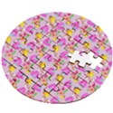Girl With Hood Cape Heart Lemon Pattern Lilac Wooden Puzzle Round View2