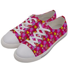 Girl With Hood Cape Heart Lemon Pattern Pink Women s Low Top Canvas Sneakers by snowwhitegirl