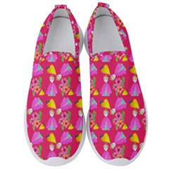 Girl With Hood Cape Heart Lemon Pattern Pink Men s Slip On Sneakers by snowwhitegirl