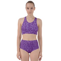 Purple Big Cat Pattern Racer Back Bikini Set by Angelandspot