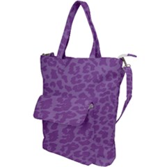 Purple Big Cat Pattern Shoulder Tote Bag by Angelandspot