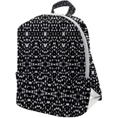 Ethnic Black And White Geometric Print Zip Up Backpack by dflcprintsclothing