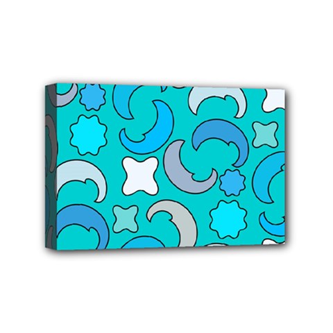 Cloudy Blue Moon Mini Canvas 6  X 4  (stretched) by tmsartbazaar