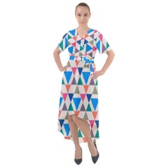 Multicolor Triangle Front Wrap High Low Dress by tmsartbazaar