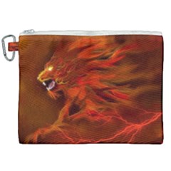 Fire Lion Flame Light Mystical Canvas Cosmetic Bag (xxl)