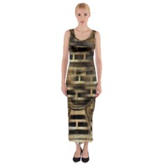 Textures Brown Wood Fitted Maxi Dress