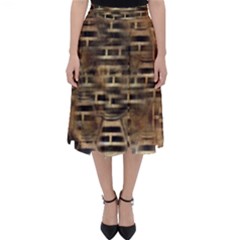 Textures Brown Wood Classic Midi Skirt by Alisyart