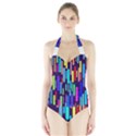 Abstract Line Halter Swimsuit View1