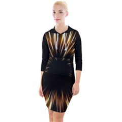 Color Gold Yellow Quarter Sleeve Hood Bodycon Dress by HermanTelo