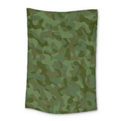 Green Army Camouflage Pattern Small Tapestry by SpinnyChairDesigns