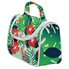 Tropical Leaf Flower Digital Satchel Handbag by Mariart