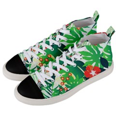 Tropical Leaf Flower Digital Men s Mid-top Canvas Sneakers by Mariart