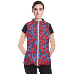 Red And Blue Camouflage Pattern Women s Puffer Vest by SpinnyChairDesigns