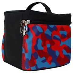 Red And Blue Camouflage Pattern Make Up Travel Bag (big) by SpinnyChairDesigns