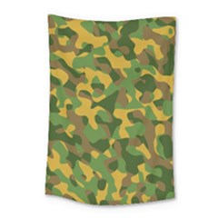 Yellow Green Brown Camouflage Small Tapestry by SpinnyChairDesigns