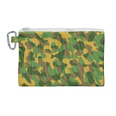 Yellow Green Brown Camouflage Canvas Cosmetic Bag (large)
