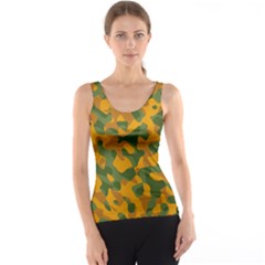 Green And Orange Camouflage Pattern Tank Top by SpinnyChairDesigns