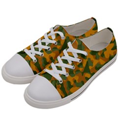 Green And Orange Camouflage Pattern Women s Low Top Canvas Sneakers by SpinnyChairDesigns